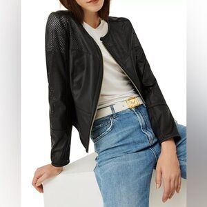 Marella Editti Perforated Faux Black Jacket Sz-M